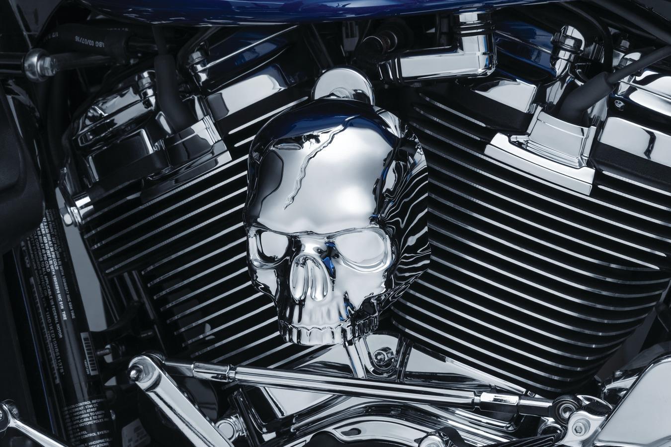Kuryakyn Skull Horn Cover Chrome Waterfall Style Fits 2017-Up Models - Click Image to Close
