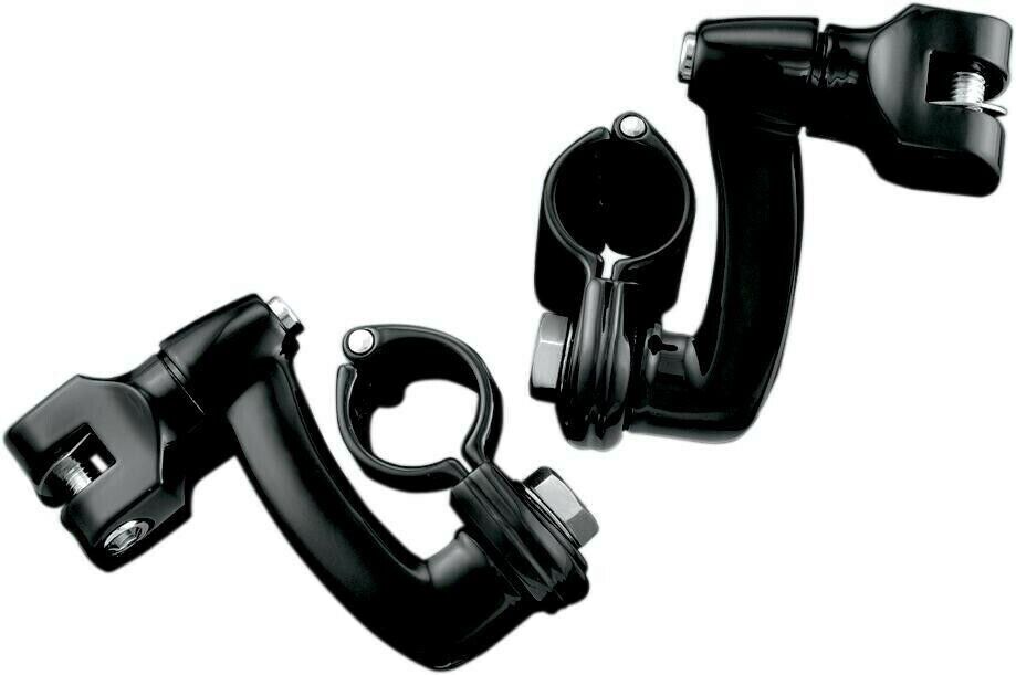 Longhorn Offset Peg Mounts 1-1/4" Clamp Black by Kuryakyn - Click Image to Close