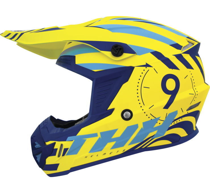 THH T730X Twister Full Face Helmet Yellow/Blue Large - Click Image to Close