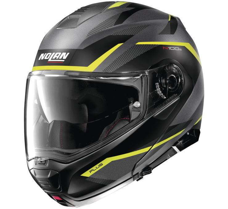 Nolan N100-5 Plus Overland Helmet Gray/Yellow Large - Click Image to Close