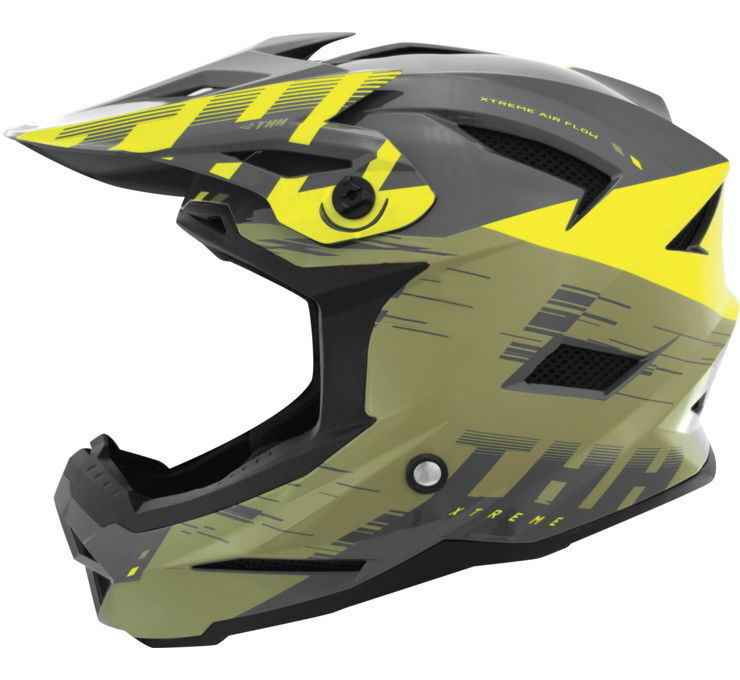 THH T-42 BMX Xtreme Helmet Khaki/Yellow Youth Small - Click Image to Close