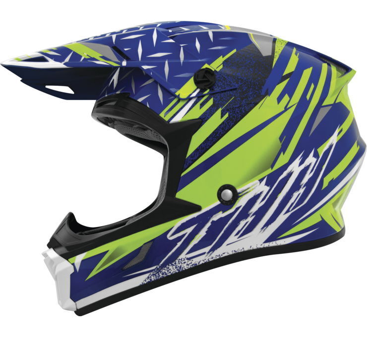 THH Helmets T710X Assault Blue/Yellow 2XL Offroad Helmet - Click Image to Close