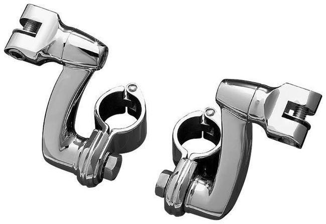 Longhorn Offset Peg Mounts w/ 1-1/4" Magnum Quick Clamp Chrome - Kuryakyn - Click Image to Close