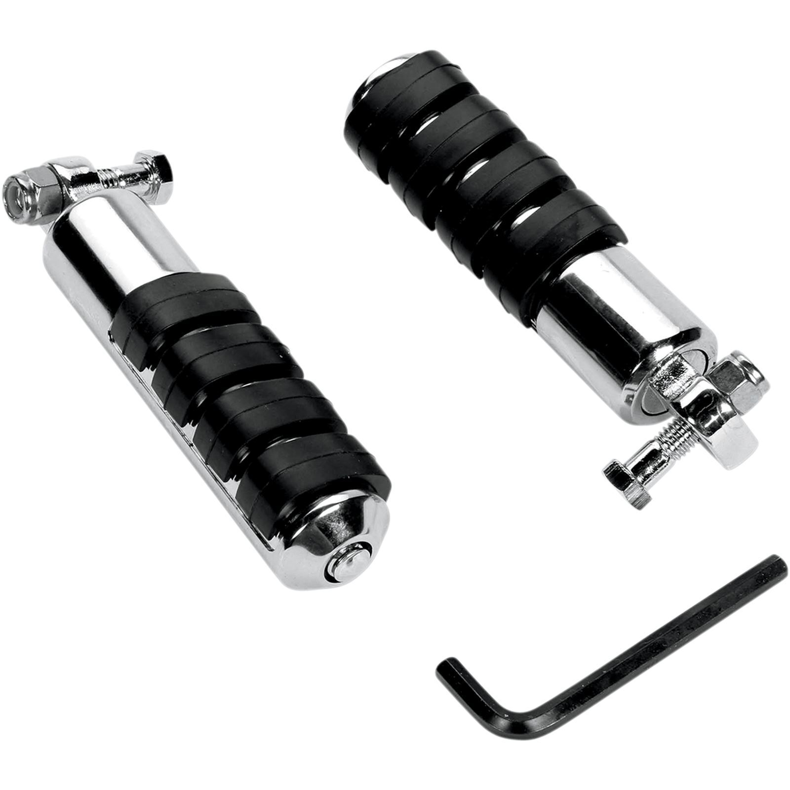 Small ISO Longhorn Pegs w/ 1" Extensions & Male Mount - Chrome, Kuryakyn - Click Image to Close