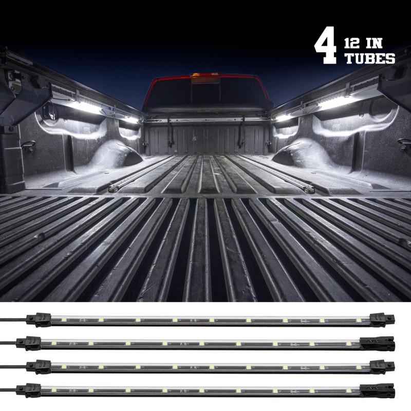Truck Bed LED Light Kit w/ Auto Off Delay Switch White - 4x XKGLOW - Click Image to Close