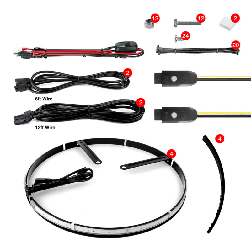Adjustable Wheel Ring Light Kit w/ Turn Signal Function 4pc 15-18In by XKGLOW - Click Image to Close