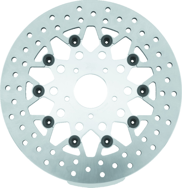 TwinPower Floating Mesh Front Brake Rotor Silver 11.8in For 08-17 Harley - Click Image to Close