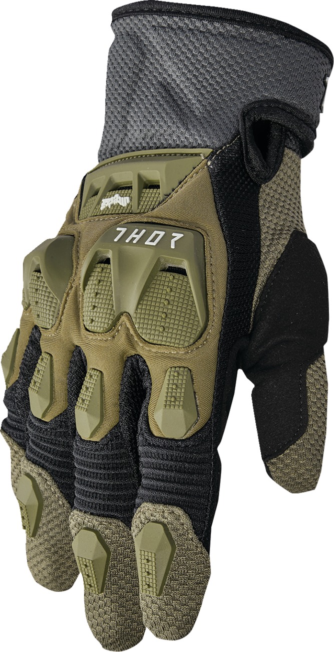 THOR Terrain Gloves Men's M Black/Charcoal/Army Green - Durable off-road gloves for men - Click Image to Close