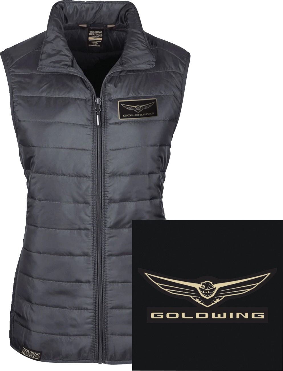 Women's Gold Wing Puffer Vest - Gw Puffer Vst Blk Wsm - Click Image to Close