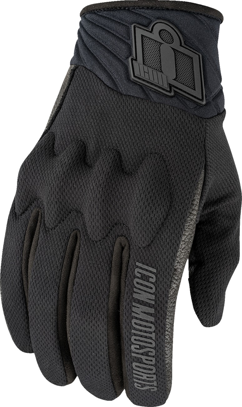 ICON Anthem3 Gloves Men's Black L - Men's sport riding gloves in black, size L - Click Image to Close