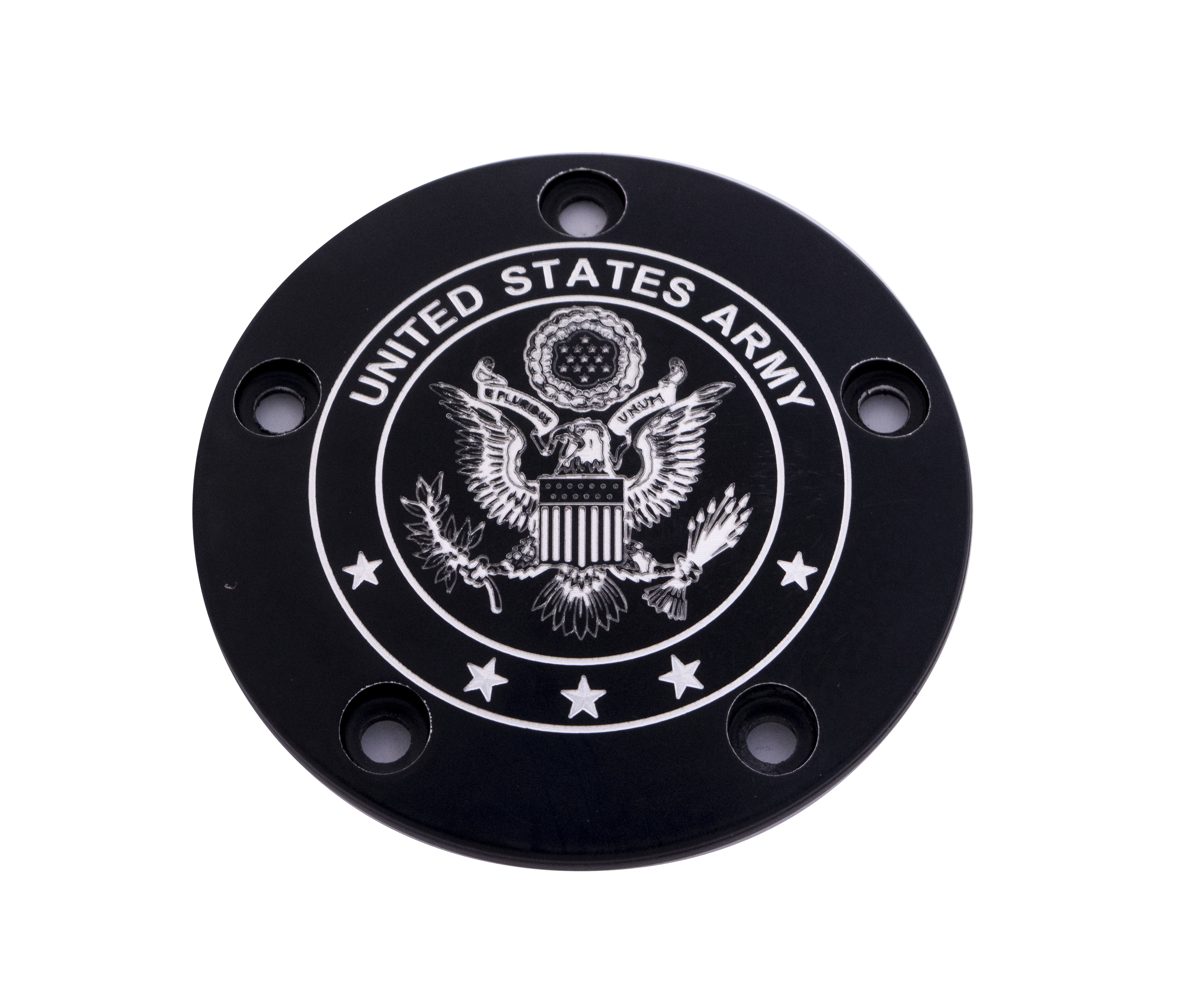Custom Engraving TC Timer Cover Army Black for V-Twin - Black billet aluminum timer cover for V-Twin models - Click Image to Close