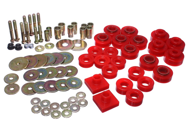 Red Body Mount Set by Energy Suspension - For 68-72 Oldsmobile Cutlass - Click Image to Close