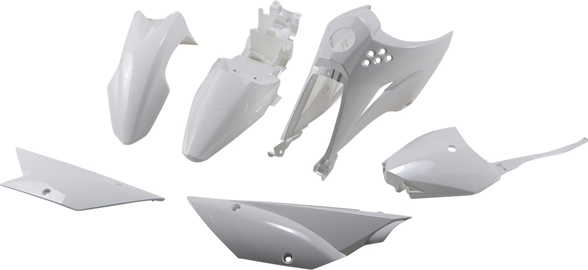 UFO Plastic Kit White Complete Fits Kawasaki KLX110 - Click Image to Close