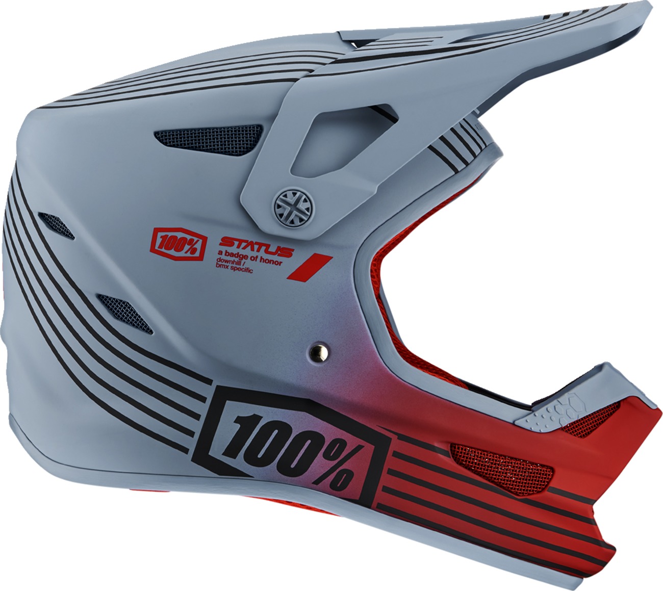 100% Status Bicycle Helmet 2XL Red Gray Unisex - Full face bicycle helmet, 2XL Red/Gray - Click Image to Close