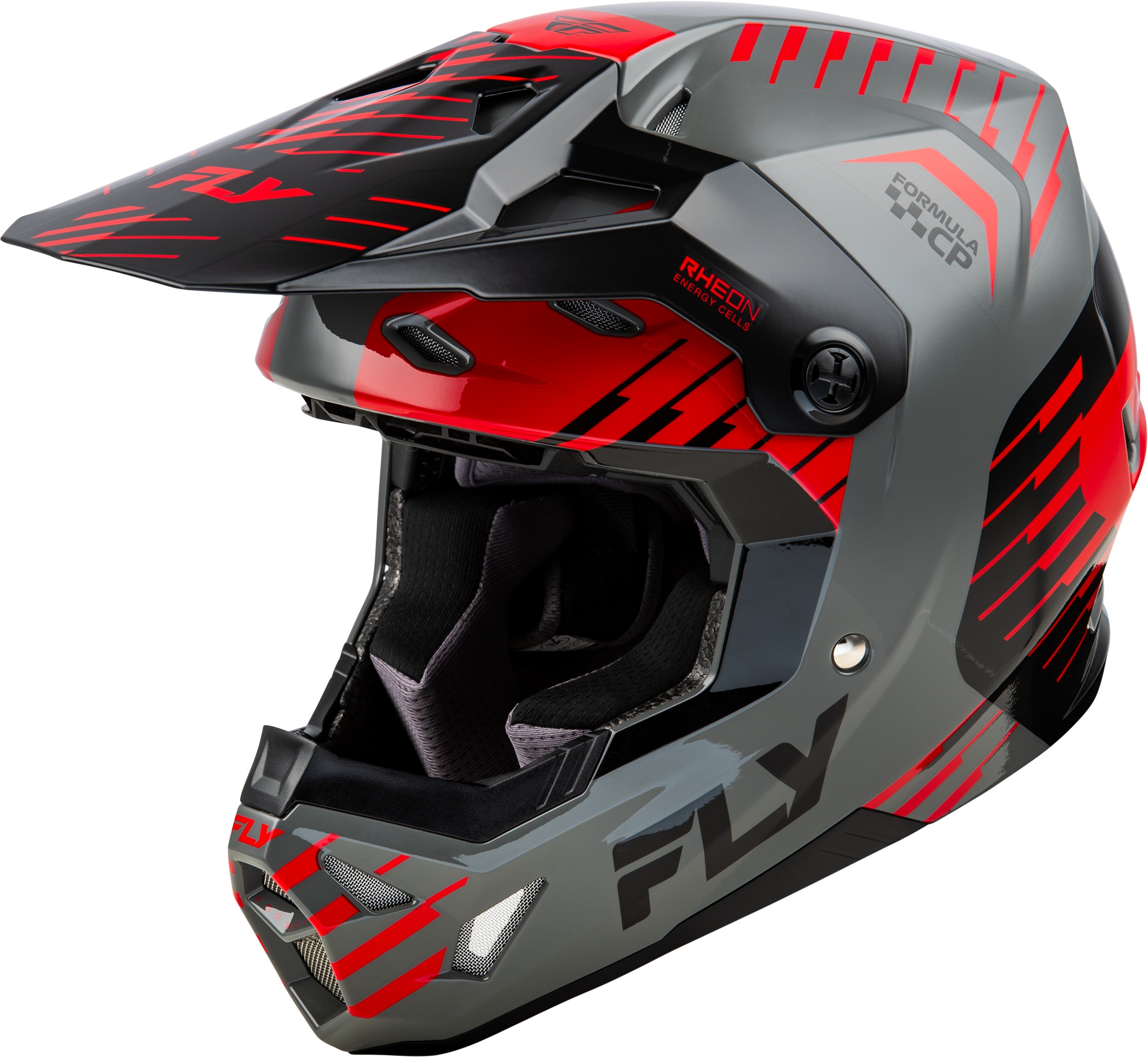 Fly Racing Youth Formula CP Slice Helmet Grey/Red/Black YL - ECE/DOT approved youth helmet - Click Image to Close