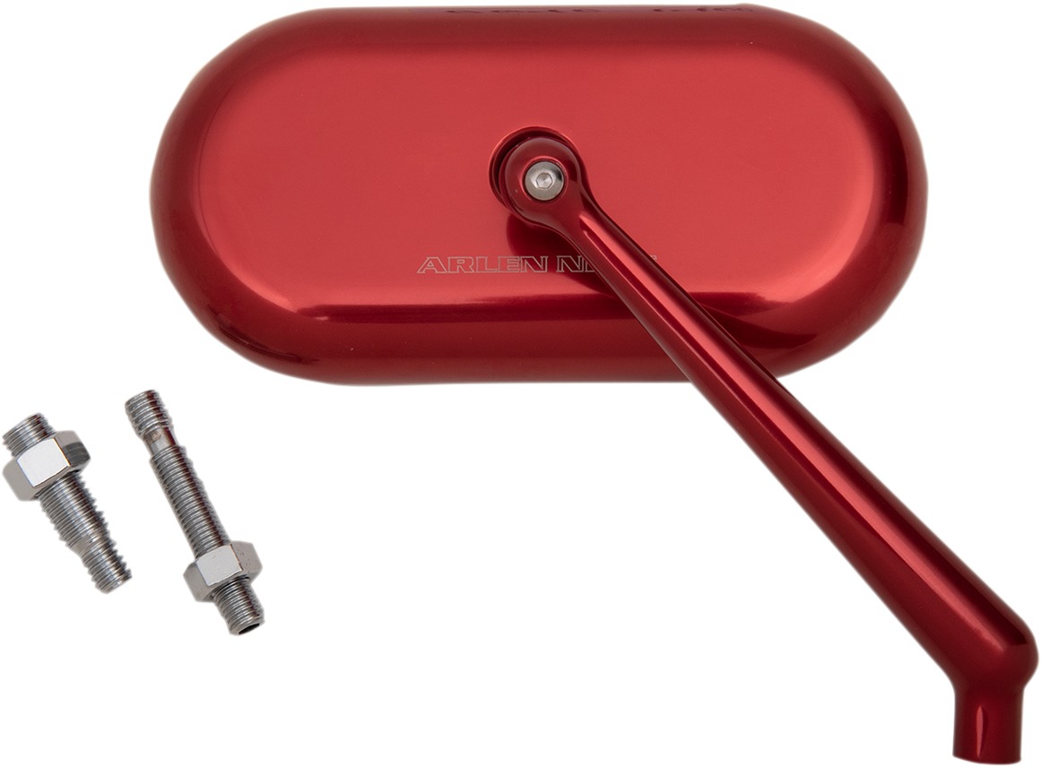 Arlen Ness Right Oval Mirror Red Aluminum/Glass 13-179 - Click Image to Close