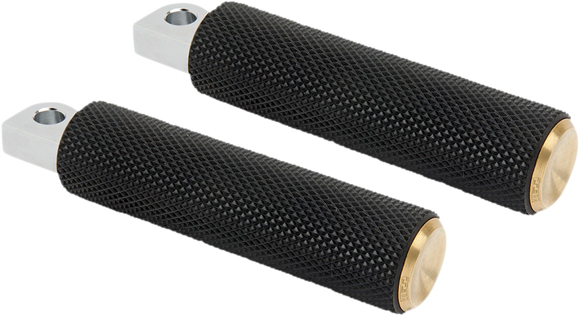 Arlen Ness Knurled Brass Driver Footpegs Fits M8 Softails 18+ - Click Image to Close