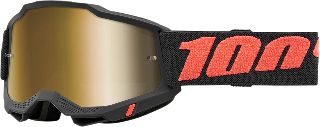100% Accuri 2 Goggles Borego True Gold Mirror Lens Adult - Red/Black Borego goggles with gold mirror lens - Click Image to Close