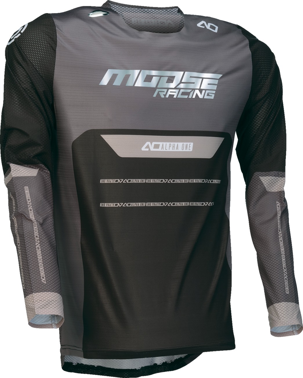Moose Alpha One Jersey Gray Black Men's Medium - Lightweight, breathable off-road jersey in gray/black - Click Image to Close