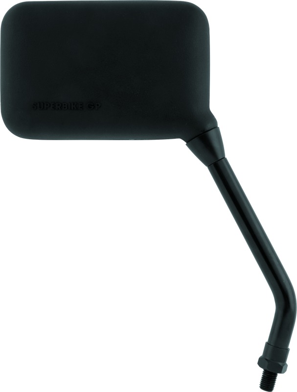 BikeMaster Superbike GP Mirror 10mm Long Right Black - Right side 10mm mirror, black, universal fit - Click Image to Close