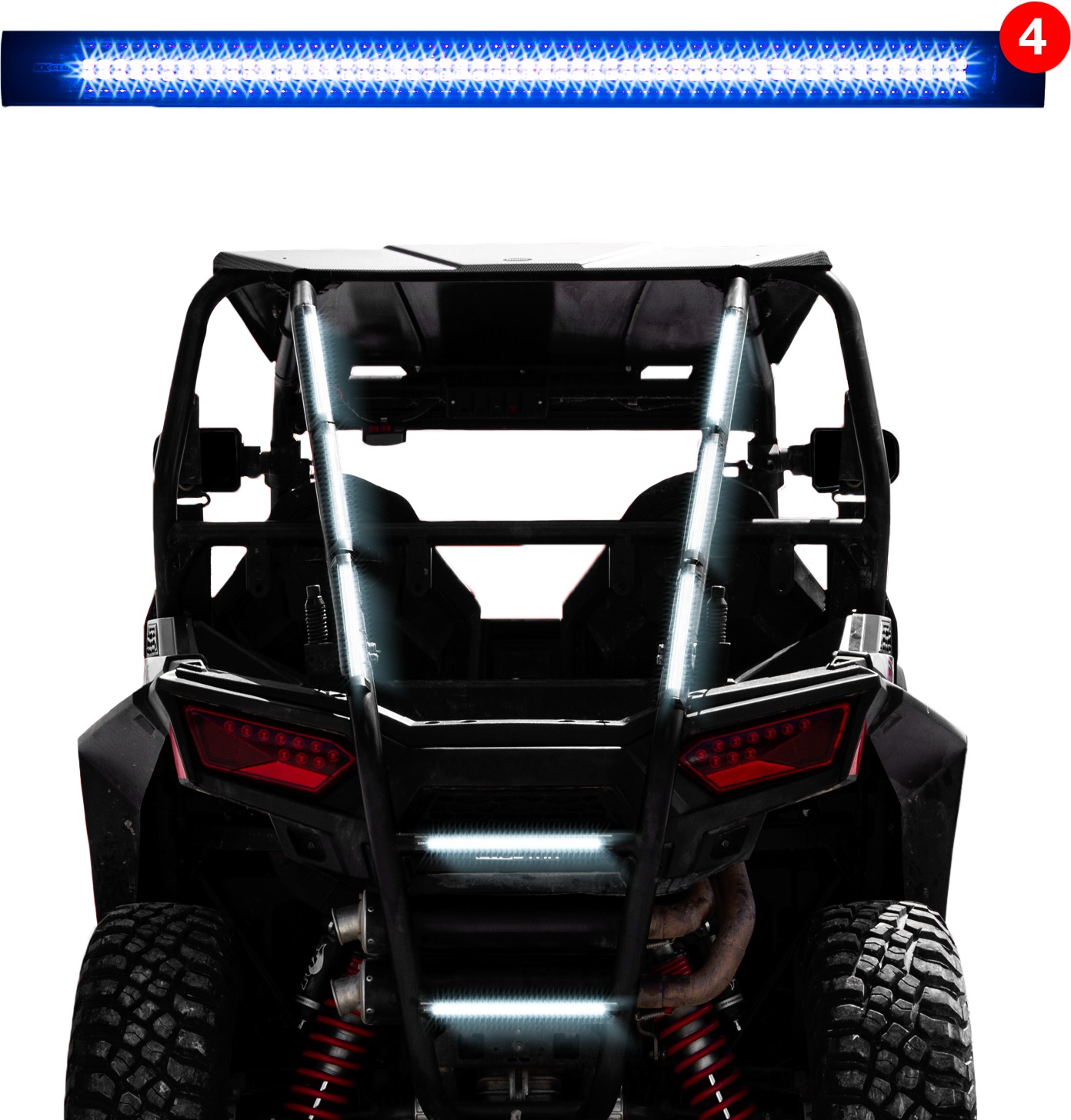 XKGLOW 12" Blue Strobe Tube Lights 4pc with Traffic Modes - Click Image to Close