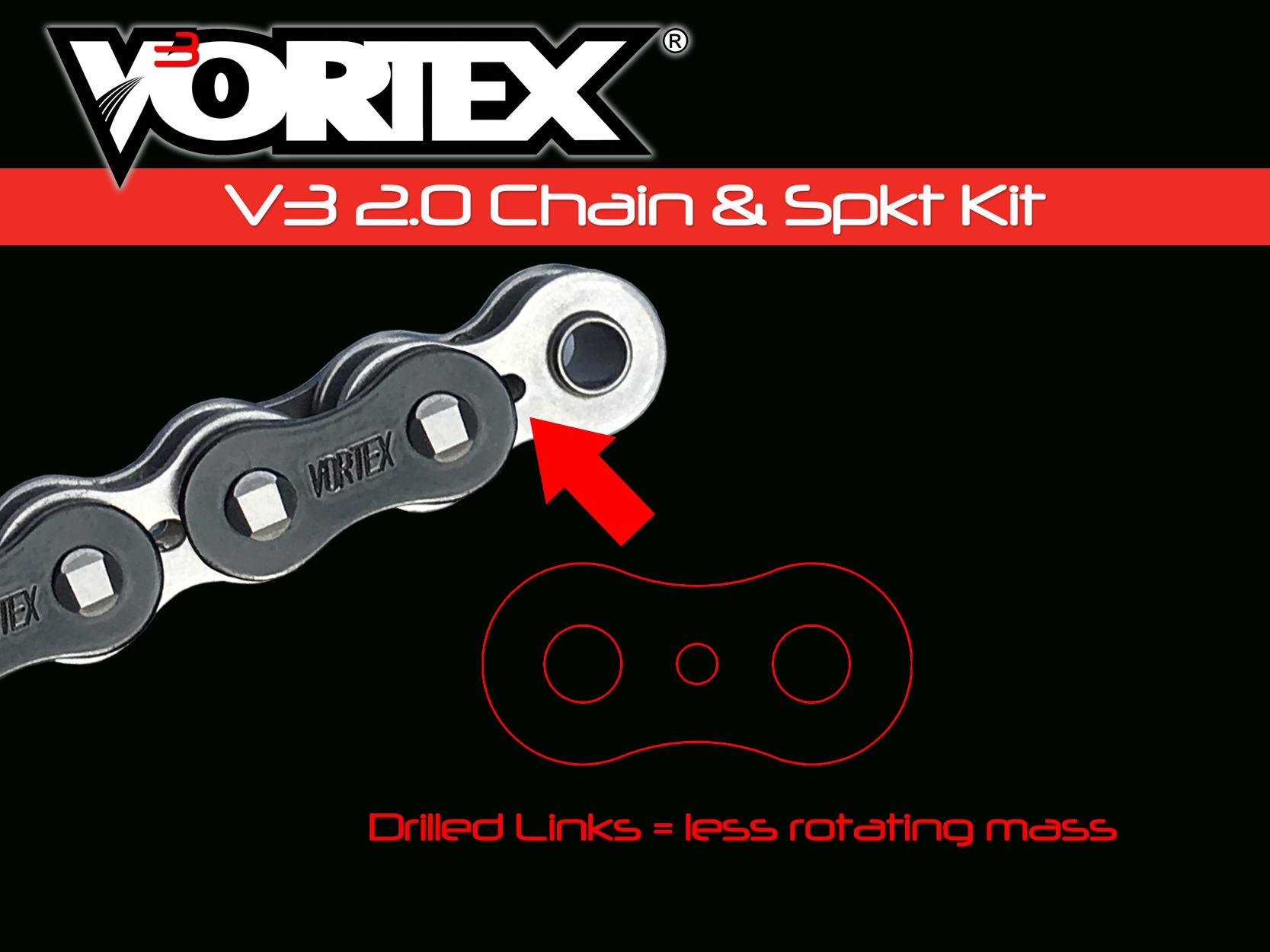 V3 Chain & Sprocket Kit Black RX Chain 520 15/42 Hardcoat Aluminum - For 00-07 Honda RC51 - Click Image to Close