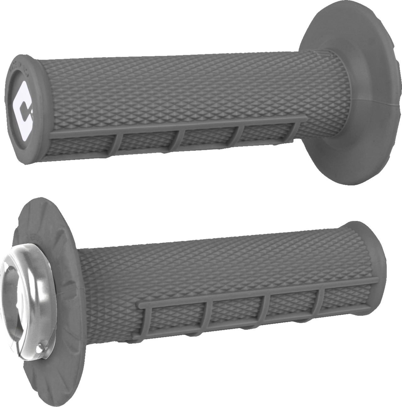 ODI Half Waffle V2.1 Lock-On Grips Graphite/Silver 7/8 in - Lock-on grips, Graphite/Silver, fits 7/8 in handlebars - Click Image to Close