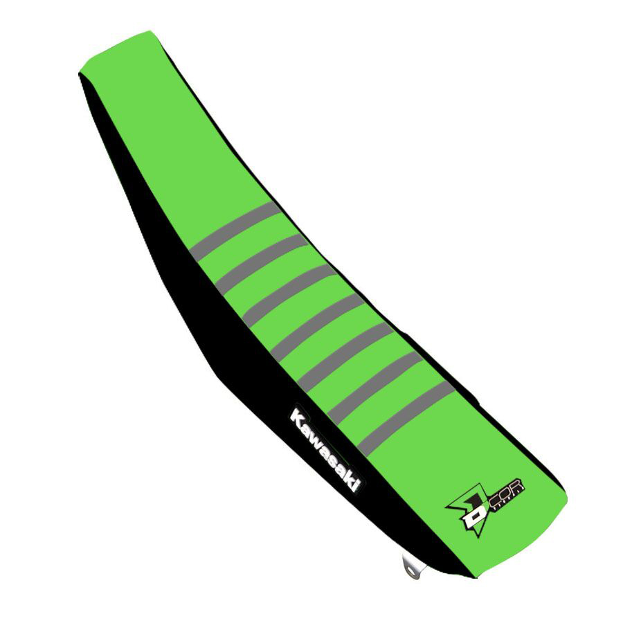 D'Cor Seat Cover Black/Green w/Grey Ribs Fits 17-19 KX250F 16-18 KX450F - Click Image to Close