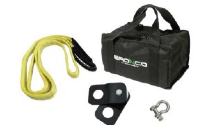Bronco Winch Accessory Kit with Snatch Block and Recovery Strap - Includes snatch block, shackle, recovery strap - Click Image to Close