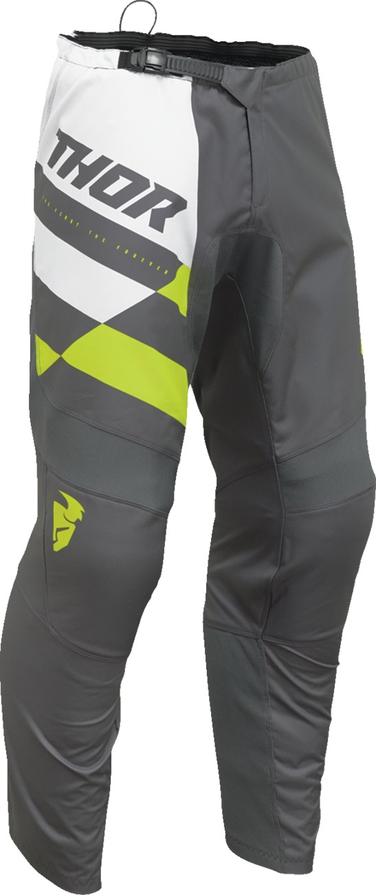 Thor Youth Sector Checker Pants Acid Yellow Charcoal Gray White Size 28 - Click Image to Close