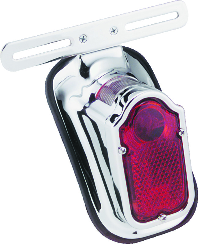 Bikers Choice Chrome Tombstone Tail Light 12V For 40-54 Big Twin Custom - Chrome tombstone tail light for 40-54 Big Twin - Click Image to Close