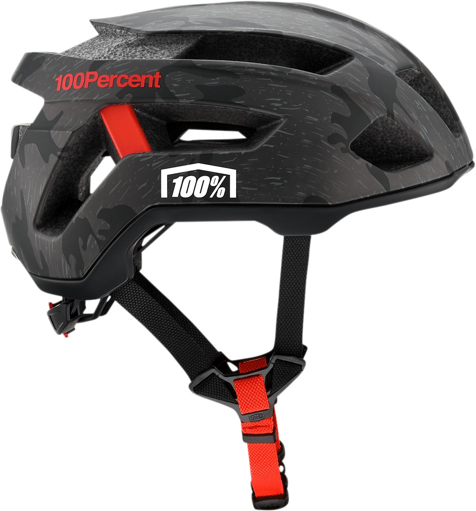 100% Altis Gravel Bicycle Helmet S/M Gray Black Red Camo Unisex - Click Image to Close