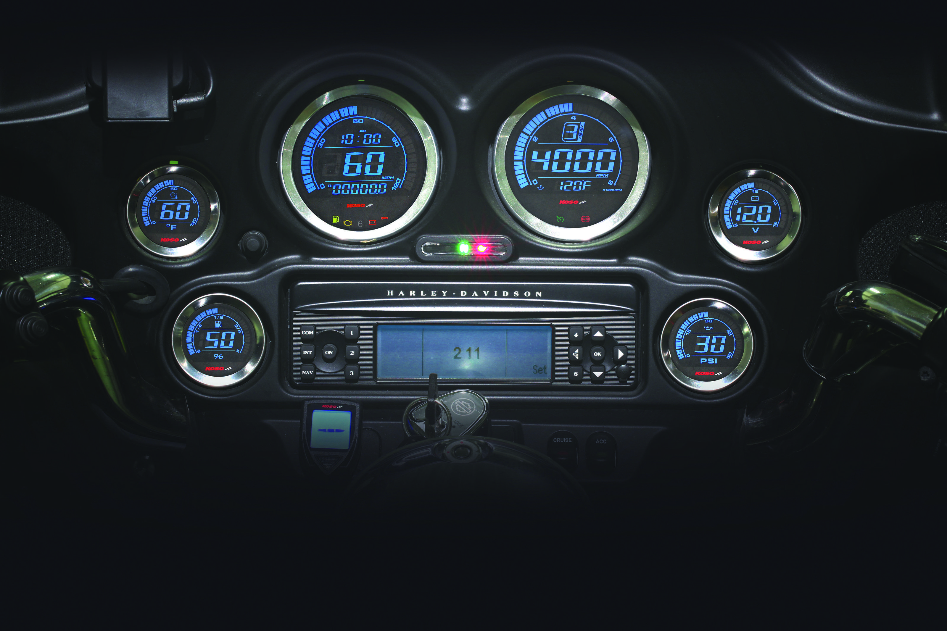 Digital Harley Gauge Cluster Silver - Click Image to Close