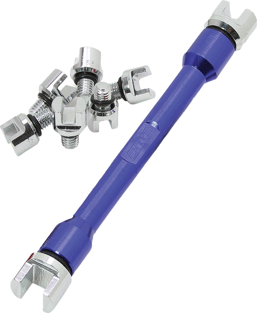 DRC Pro Spoke Wrench Blue 5.6mm-7.0mm - Adjustable spoke wrench fits 8 sizes, blue handle - Click Image to Close