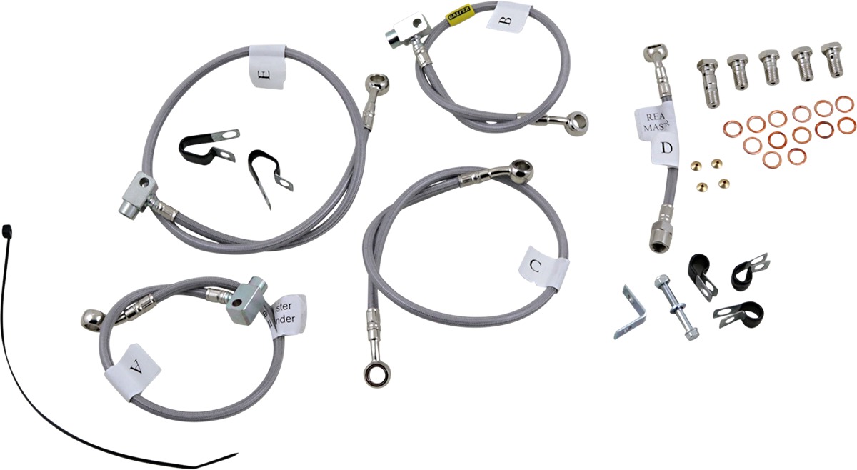 Stainless Steel 5 Lines ABS Brake Line Kit - Front & Rear Included - For 17-23 Honda CBR1000RR ABS - Click Image to Close