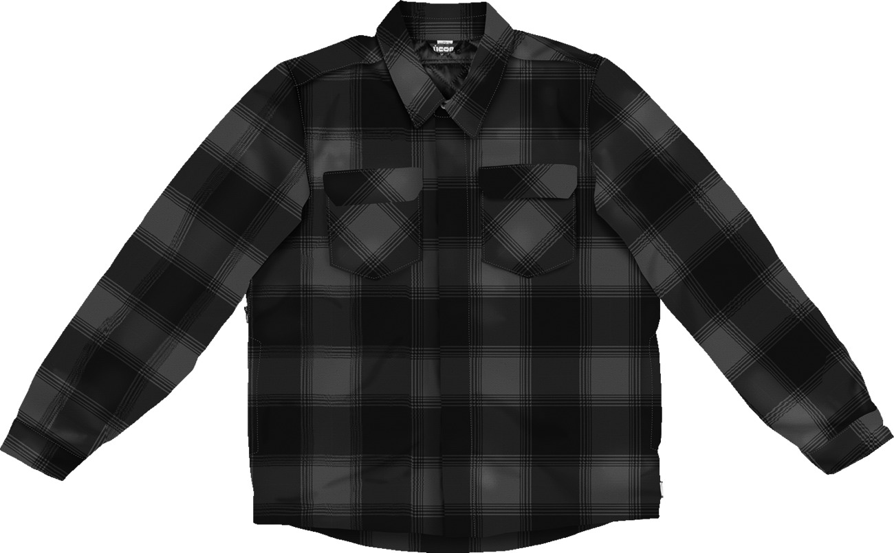 ICON Fallblock CX Flannel Jacket Men's S Black/Gray - Men's flannel motorcycle jacket - Click Image to Close