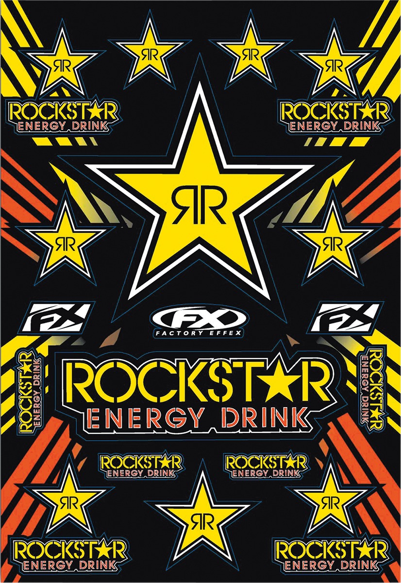 Factory Effex Rockstar Energy Sticker Sheets Yellow - Click Image to Close