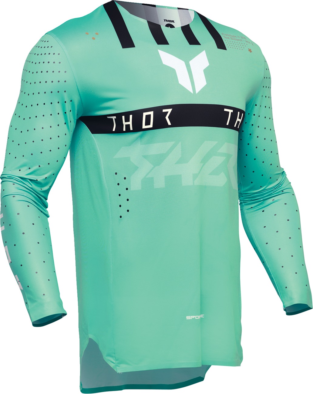 Thor Sportmode Flite Jersey Black/Mint/White Men's Large - Moisture wicking men's jersey, size large - Click Image to Close