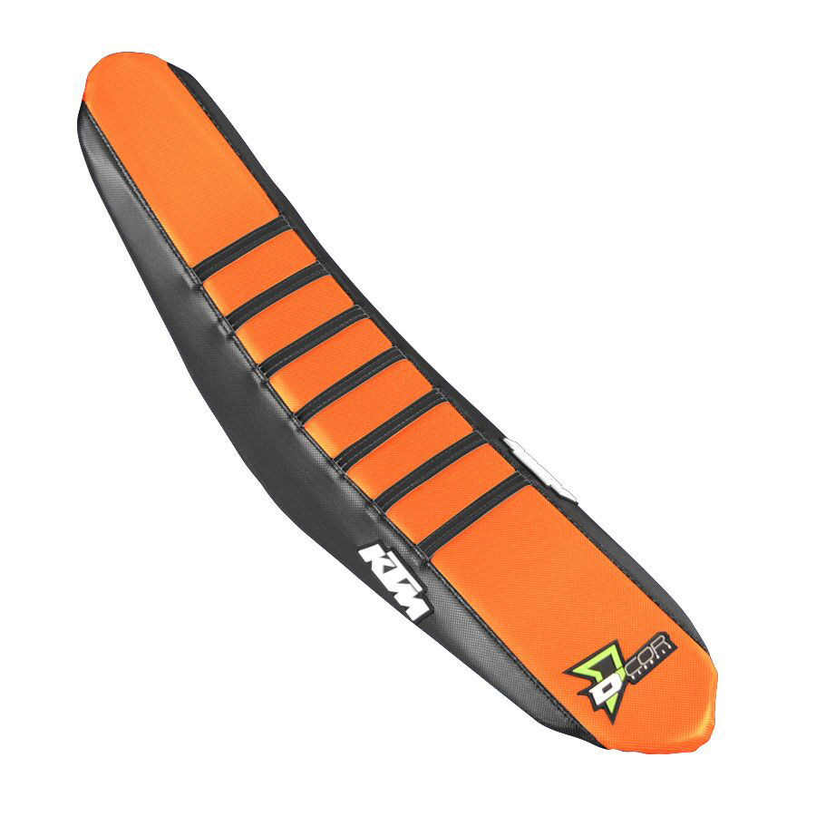 D'Cor Black/Orange Seat Cover w/ Black Ribs Fits 2019 KTM SX/F XCF - Click Image to Close