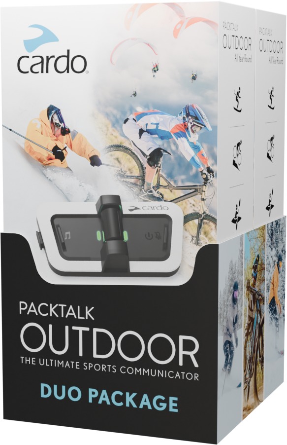 Cardo Packtalk Outdoor Duo White Communication System - Hands-free intercom system for outdoor use - Click Image to Close