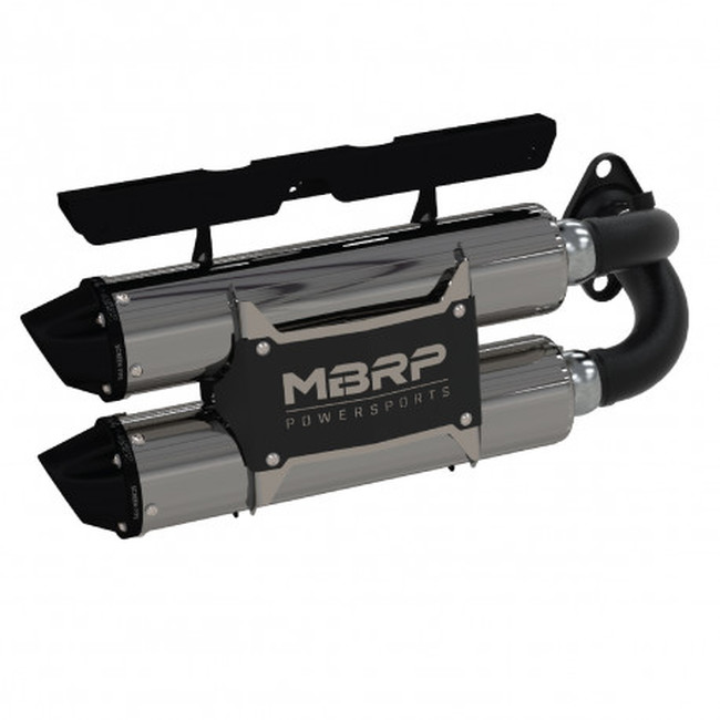 MBRP Power Tech 4 Dual Slip-On Exhaust Silver Fits 18-21 RZR XP 1000 RS1 - Click Image to Close