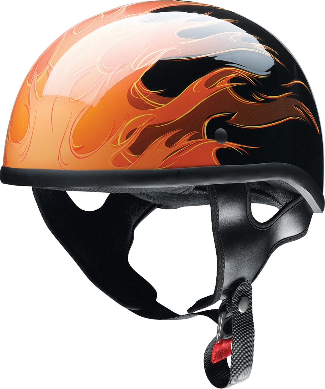 Z1R CC Beanie Hellfire Helmet XS Orange/Black Unisex - Half face helmet in Hellfire graphic - Click Image to Close