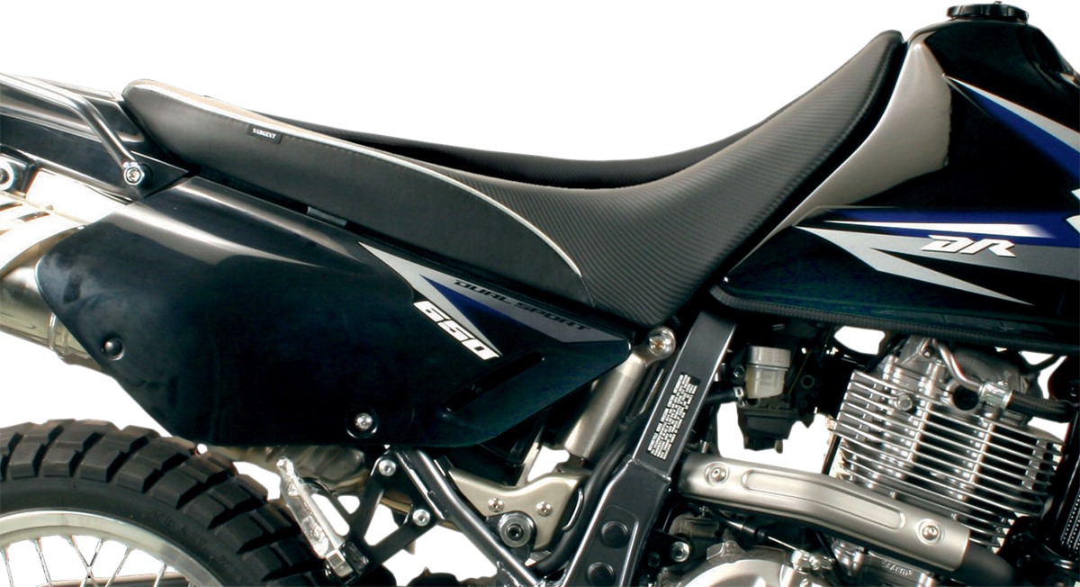 Sargent World Sport CarbonFX Low Solo Seat Black/White Fits DR650 - Click Image to Close