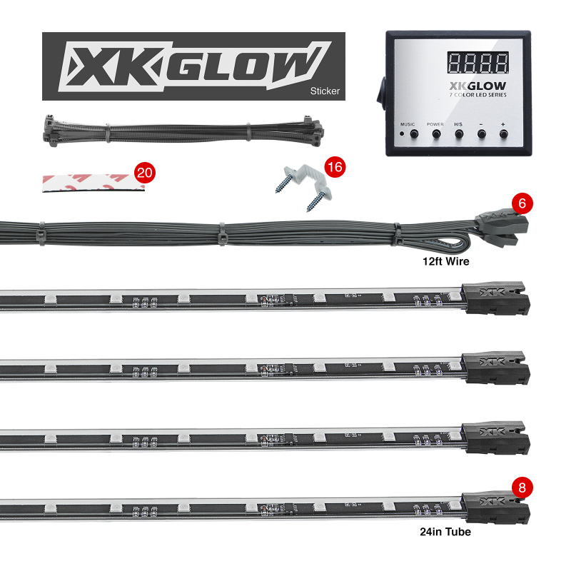 XK Glow 3M Color LED Accent Light Kit 8x24In Tubes - Click Image to Close
