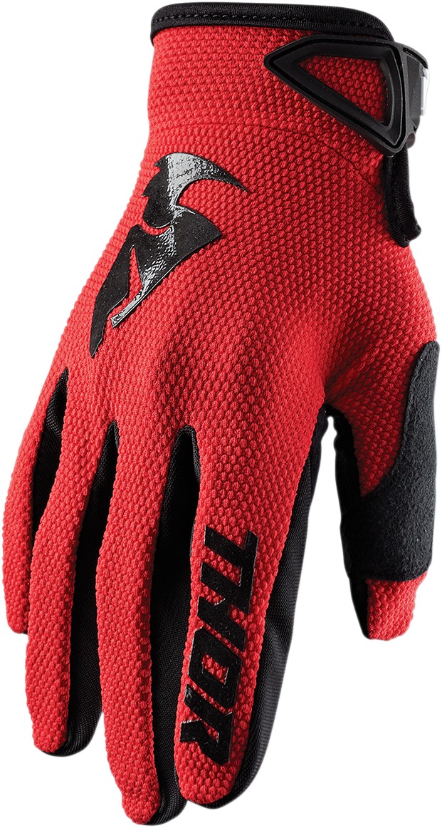 THOR Sector Gloves Men's Medium Black/Red - Lightweight, breathable MX gloves - Click Image to Close