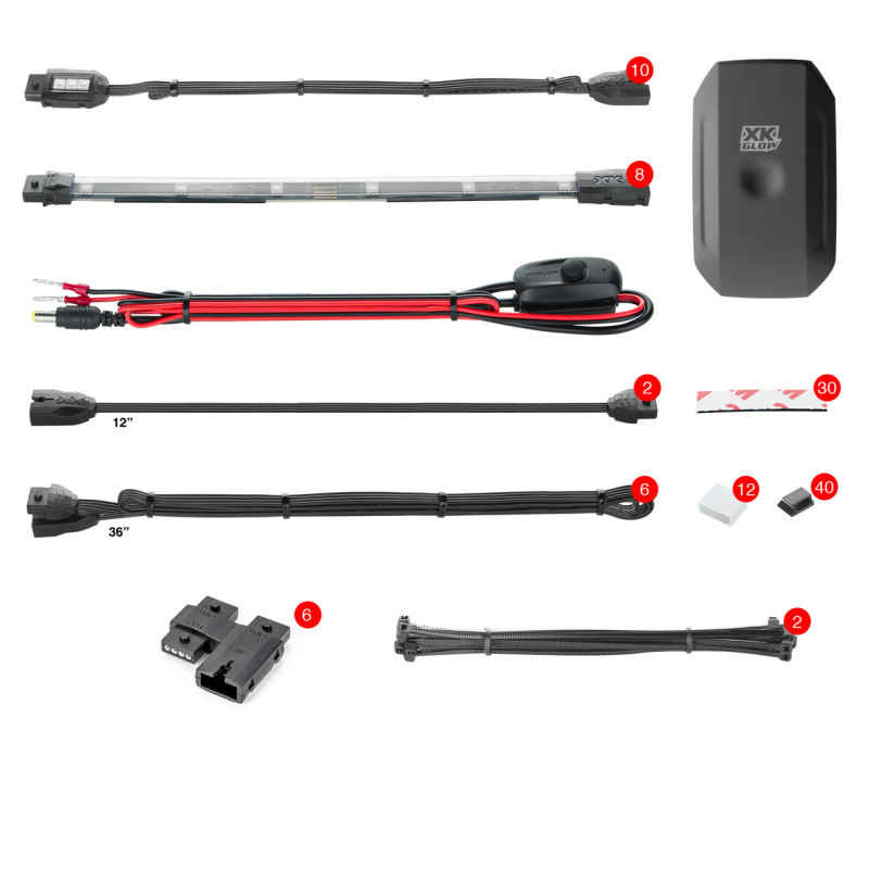 XKGLOW 18PC LED Light Kit App Controlled Multicolor for ATV/Motorcycle - Click Image to Close