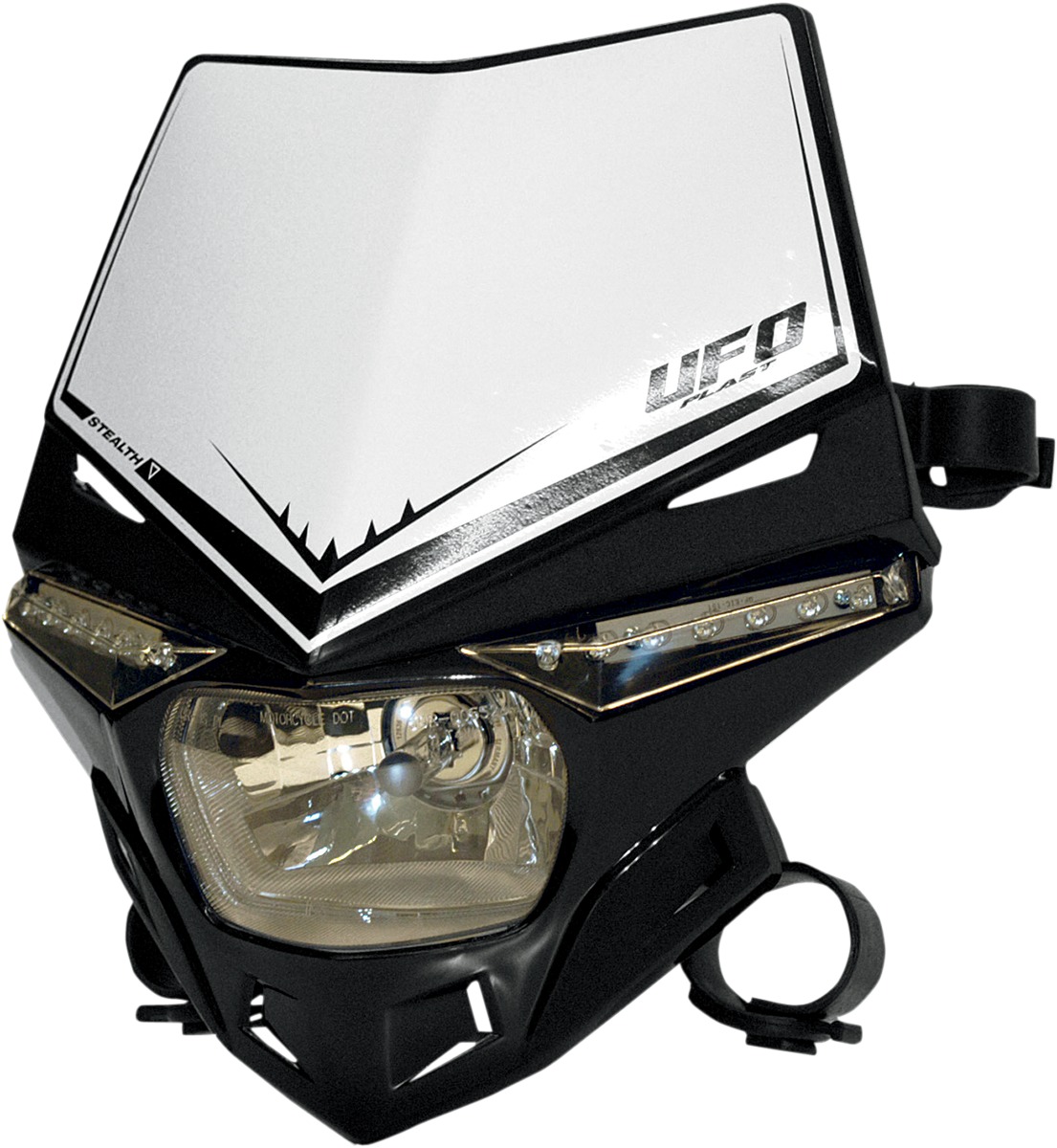 UFO Stealth Two-Piece Headlight System Universal Black - Universal fit headlight system with LEDs - Click Image to Close