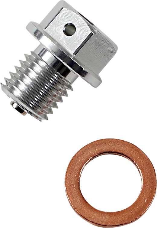 Moose Magnetic Drain Plug w/ Washer Anodized Silver M12x1.5x12mm - Click Image to Close