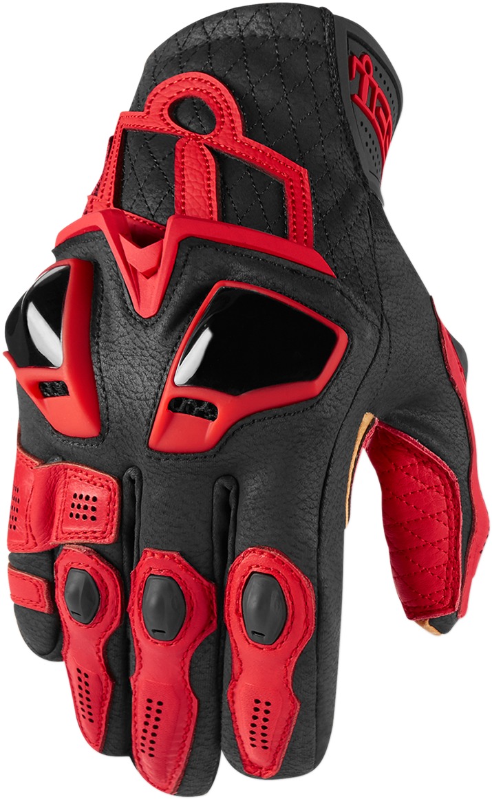 Hypersport Leather Cold Weather Short Cuff Gloves - Red Men's Small - Click Image to Close