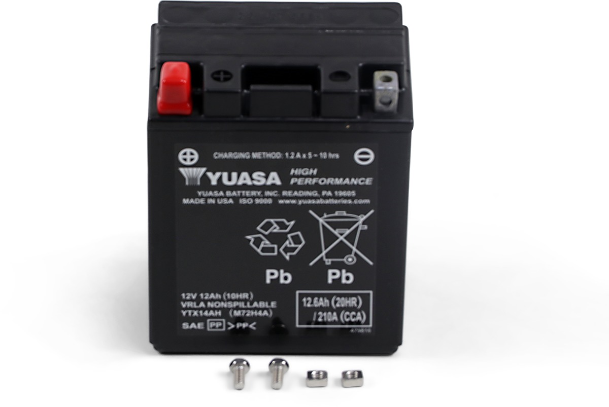 Yuasa YTX14AH Factory Activated AGM 12V Battery - Maintenance free AGM battery For Indian Scout models - Click Image to Close